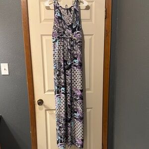 New Directions Black,  Blue, Violet Vibrant Maxi Dress